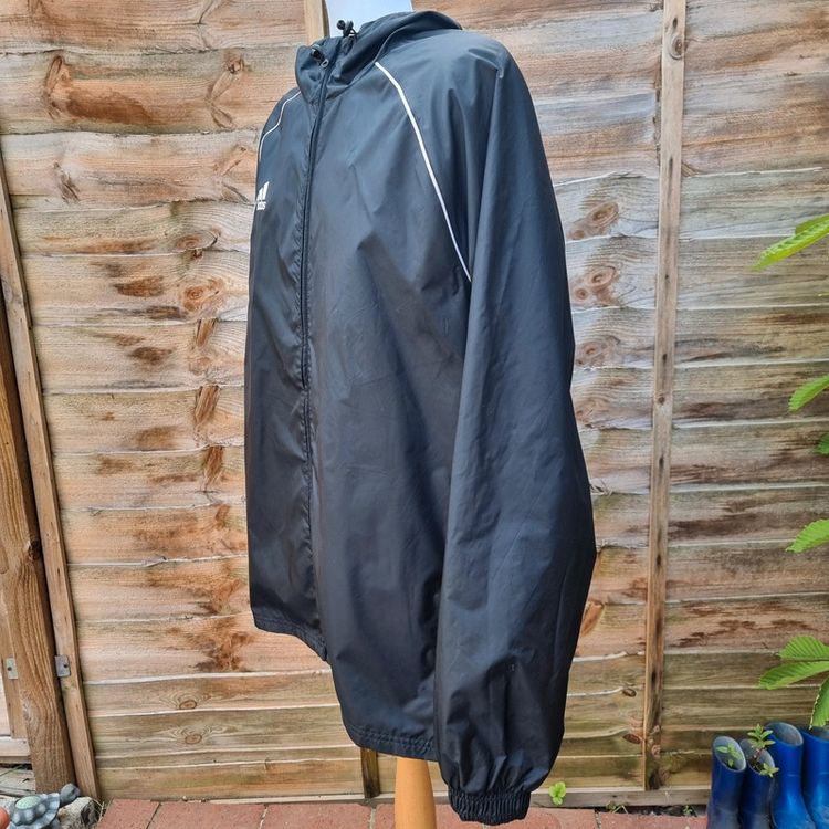 Adidas Men's Size XL Long Sleeve Black Hooded Windbreaker Jacket imagen 2